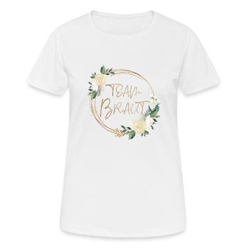 Team Braut! Blumen Kranz Rosen personalisierbar - Frauen T-Shirt atmungsaktiv - Weiß - Vorne - AI Model Female 172 dark (172cm)