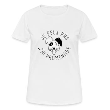 JE PEUX PAS J'AI PROMENADE - T-shirt respirant Femme - blanc - Devant - AI Model Female 172 dark (172cm)