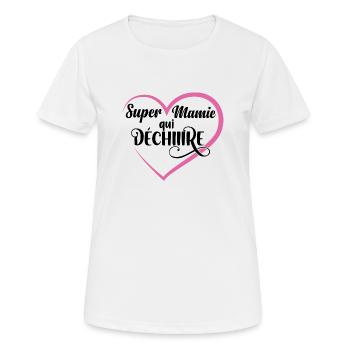 Mamie qui déchire, idée cadeau grand-mère, famille - T-shirt respirant Femme - blanc - Devant - AI Model Female 172 dark (172cm)