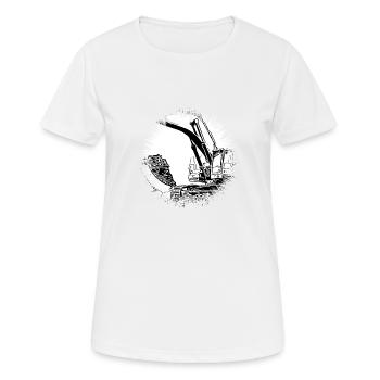 Bagger - Frauen T-Shirt atmungsaktiv - Weiß - Vorne - AI Model Female 172 dark (172cm)