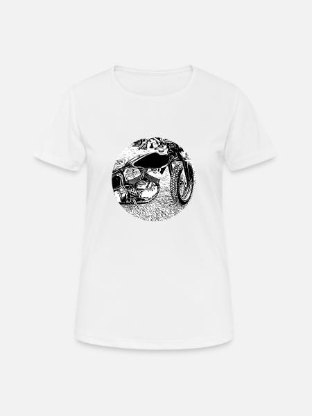 Motorrad - Frauen T-Shirt atmungsaktiv - Weiß