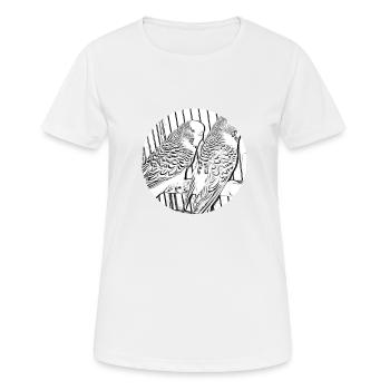 Wellensittiche - Frauen T-Shirt atmungsaktiv - Weiß - Vorne - AI Model Female 172 dark (172cm)
