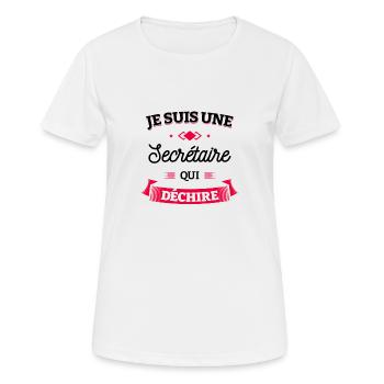 SECRÉTAIRE QUI DÉCHIRE - T-shirt respirant Femme - blanc - Devant - AI Model Female 172 dark (172cm)