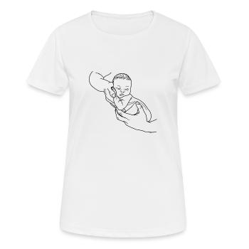 baby carried in the hands - Women's Breathable T-Shirt - white - Front - AI Model Female 172 dark (172cm)