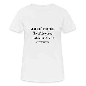 J'ai été testée Positive mais pas à la covid - T-shirt respirant Femme - blanc - Devant - AI Model Female 172 dark (172cm)