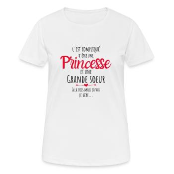 Princesse, princesse, princesse humour grande sœur - T-shirt respirant Femme - blanc - Devant - AI Model Female 172 dark (172cm)