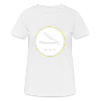 Lame de rasoir barber - T-shirt respirant Femme - blanc - Devant - AI Model Female 172 dark (172cm)