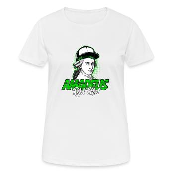 Amadeus Rock Me | Wolfgang Amadeus Mozart Classique - T-shirt respirant Femme - blanc - Devant - AI Model Female 172 dark (172cm)