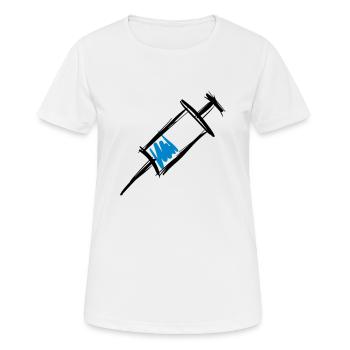 Seringue pleine, injection, dessinée à la main - T-shirt respirant Femme - blanc - Devant - AI Model Female 172 dark (172cm)