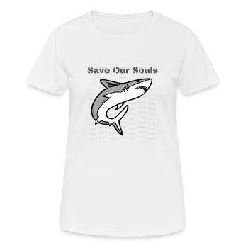 Rette unsere Seelen Hai - Frauen T-Shirt atmungsaktiv - Weiß - Vorne - AI Model Female 172 dark (172cm)