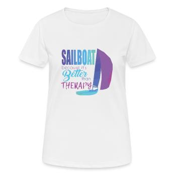 Segelboot - Frauen T-Shirt atmungsaktiv - Weiß - Vorne - AI Model Female 172 dark (172cm)