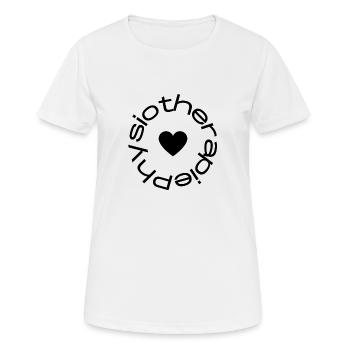 Physiothérapie avec cœur - tenues pour physios - T-shirt respirant Femme - blanc - Devant - AI Model Female 172 dark (172cm)