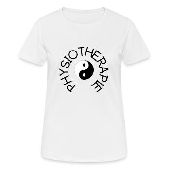 Physiothérapie Yin Yang - Cadeaux pour les physios - T-shirt respirant Femme - blanc - Devant - AI Model Female 172 dark (172cm)