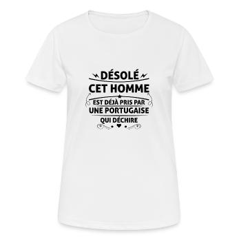 Désolé cet homme est déjà pris par une Portugaise - T-shirt respirant Femme - blanc - Devant - AI Model Female 172 dark (172cm)