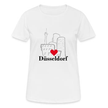 Düsseldorf, Stadt, Kö, Deutschland - Frauen T-Shirt atmungsaktiv - Weiß - Vorne - AI Model Female 172 dark (172cm)