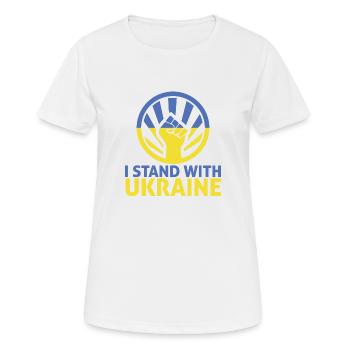 Ich unterstütze die ukrainische Flagge Ukraine - Frauen T-Shirt atmungsaktiv - Weiß - Vorne - AI Model Female 172 dark (172cm)