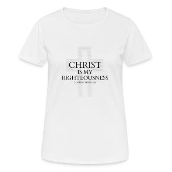 Christus ist meine Gerechtigkeit - Frauen T-Shirt atmungsaktiv - Weiß - Vorne - AI Model Female 172 dark (172cm)
