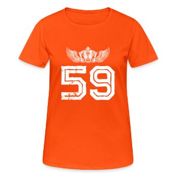 59 Couronne numérique - T-shirt respirant Femme - orange néon - Devant - AI Model Female 172 dark (172cm)