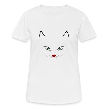 Chat - T-shirt respirant Femme - blanc - Devant - AI Model Female 172 dark (172cm)