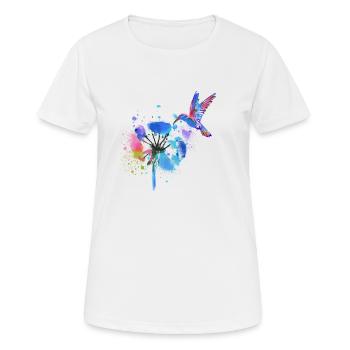 colibri, graffiti, peinture, fleurs, oiseau, fleur, coloré - T-shirt respirant Femme - blanc - Devant - AI Model Female 172 dark (172cm)