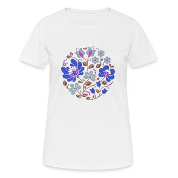 Hungarian flowers, blue, colorful flowers,tendrils,flower - Women's Breathable T-Shirt - white - Front - AI Model Female 172 dark (172cm)