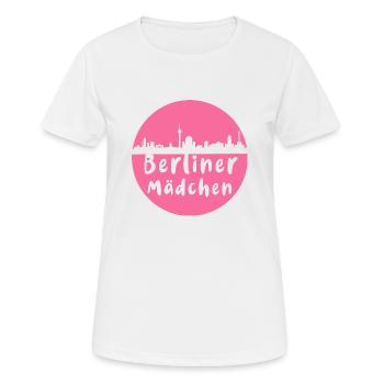 berlin, skyline, kreis, scherenschnitt,berlinerin - Frauen T-Shirt atmungsaktiv - Weiß - Vorne - AI Model Female 172 dark (172cm)