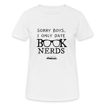 Leseratte Bücherwurm Spruch only date book nerds - Frauen T-Shirt atmungsaktiv - Weiß - Vorne - AI Model Female 172 dark (172cm)