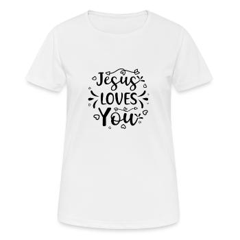 Jésus t’aime 01 - T-shirt respirant Femme - blanc - Devant - AI Model Female 172 dark (172cm)