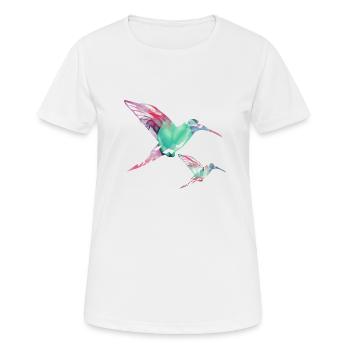 kolibri, graffiti ,malerei, blumen,vogel,malerei, - Frauen T-Shirt atmungsaktiv - Weiß - Vorne - AI Model Female 172 dark (172cm)