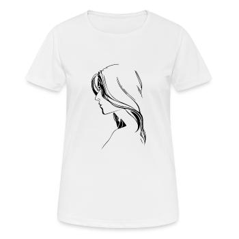 Porträt Frau Tattoo mit stylish langen Haaren - Frauen T-Shirt atmungsaktiv - Weiß - Vorne - AI Model Female 172 dark (172cm)