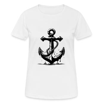 Vintage Old Wet Anchor with Rope - Women's Breathable T-Shirt - white - Front - AI Model Female 172 dark (172cm)
