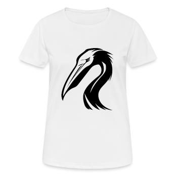 Tropischer Pelikan Wasservogel mit bösen Augen - Frauen T-Shirt atmungsaktiv - Weiß - Vorne - AI Model Female 172 dark (172cm)