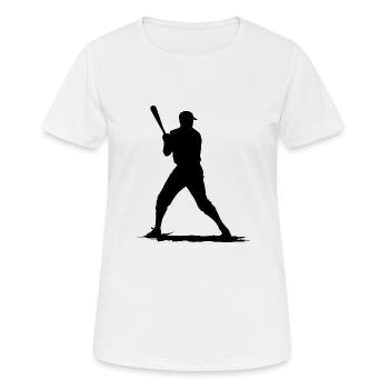 Joueur de baseball avec batte de baseball - T-shirt respirant Femme - blanc - Devant - AI Model Female 172 dark (172cm)