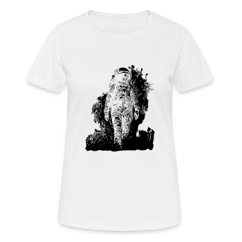 Vintager Astronaut spaziert im Mondstaub Nebel - Frauen T-Shirt atmungsaktiv - Weiß - Vorne - AI Model Female 172 dark (172cm)