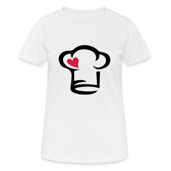 Toque de cuisinier, Coeur, chef, Chapeau - T-shirt respirant Femme - blanc - Devant - AI Model Female 172 dark (172cm)