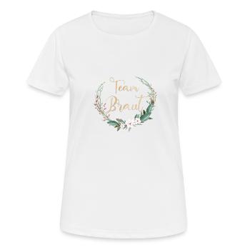 Équipe Bride cercle fleurs feuilles personnalisable - T-shirt respirant Femme - blanc - Devant - AI Model Female 172 dark (172cm)