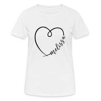 Melissa Name First Name Heart Drawing - Women's Breathable T-Shirt - white - Front - AI Model Female 172 dark (172cm)