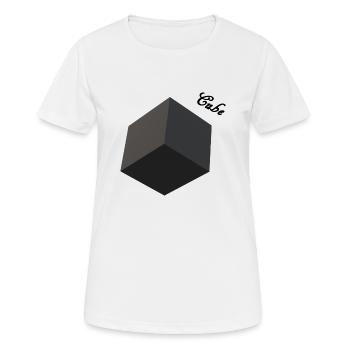 Cube 3D - Frauen T-Shirt atmungsaktiv - Weiß - Vorne - AI Model Female 172 dark (172cm)