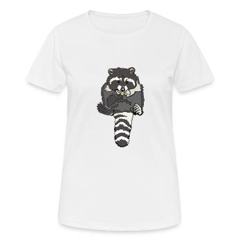 mampfender pummeliger Waschbaer - Frauen T-Shirt atmungsaktiv - Weiß - Vorne - AI Model Female 172 dark (172cm)