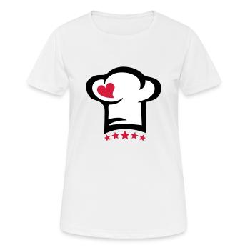 Cuisiner, coeur, chef, cuisine, toque, 5 étoiles - T-shirt respirant Femme - blanc - Devant - AI Model Female 172 dark (172cm)