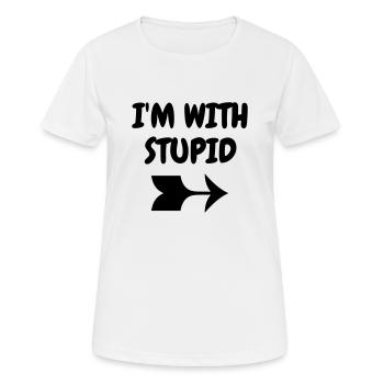 I'm with stupid - Humor - Funny - Joke - Friend - Women's Breathable T-Shirt - white - Front - AI Model Female 172 dark (172cm)