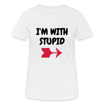 I'm with stupid - Humor - Funny - Joke - Friend - Women's Breathable T-Shirt - white - Front - AI Model Female 172 dark (172cm)
