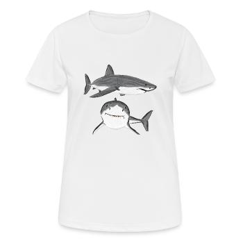 Design mit Großem Weißen Hai/ Great White Shark V - Frauen T-Shirt atmungsaktiv - Weiß - Vorne - AI Model Female 172 dark (172cm)