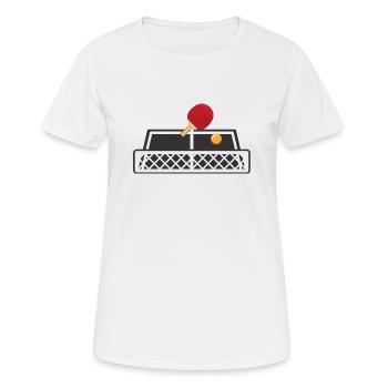 Tischtennis Tischtennis-Platte Schläger Ball - Frauen T-Shirt atmungsaktiv - Weiß - Vorne - AI Model Female 172 dark (172cm)