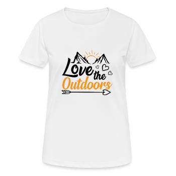 LOVE THE OUTDOORS - Camp Camper Outdoor Tent - T-shirt respirant Femme - blanc - Devant - AI Model Female 172 dark (172cm)
