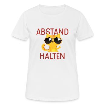 Abstand Halten Katze Spruch Pandemie Humor Brille - Frauen T-Shirt atmungsaktiv - Weiß - Vorne - AI Model Female 172 dark (172cm)