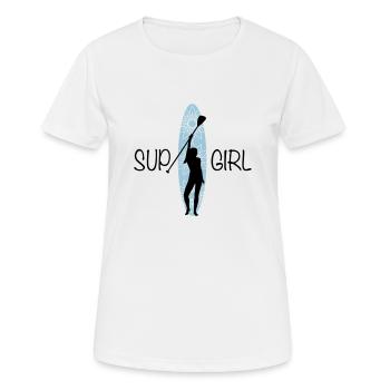 SUP Girl Stand Up Paddling - Frauen T-Shirt atmungsaktiv - Weiß - Vorne - AI Model Female 172 dark (172cm)