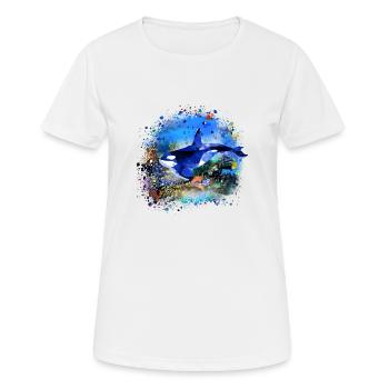 baleine,coloré,aquarium,poissons,mer,sous-marin - T-shirt respirant Femme - blanc - Devant - AI Model Female 172 dark (172cm)