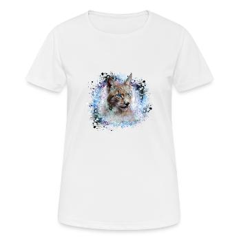 lynx, chat, bleu, peinture, aquarelle, bleu - T-shirt respirant Femme - blanc - Devant - AI Model Female 172 dark (172cm)