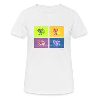 DIN O4 (Saurier-Pop-Art-Edition) - Frauen T-Shirt atmungsaktiv - Weiß - Vorne - AI Model Female 172 dark (172cm)